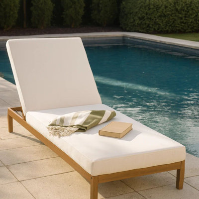 Coussin de chaise longue, 76 po, mousse de polyuréthane, tissu imperméable crème