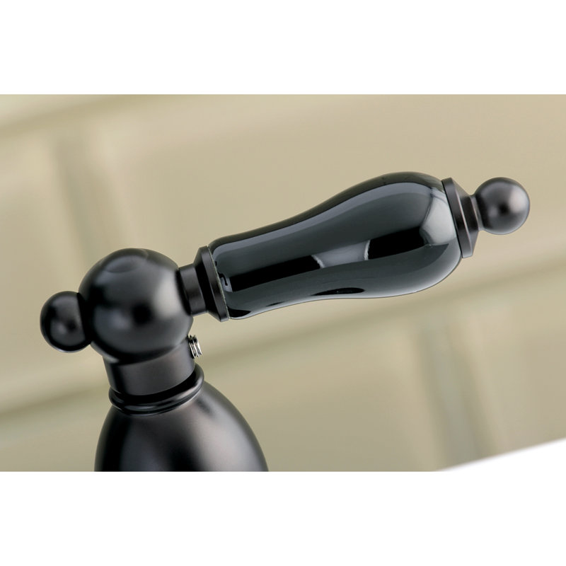 Kingston Brass Duchess Two-Handle 3-Hole Deck Mount 4" Centerset Bathroom Faucet with Plastic Pop-Up, Oil Rubbed Bronze