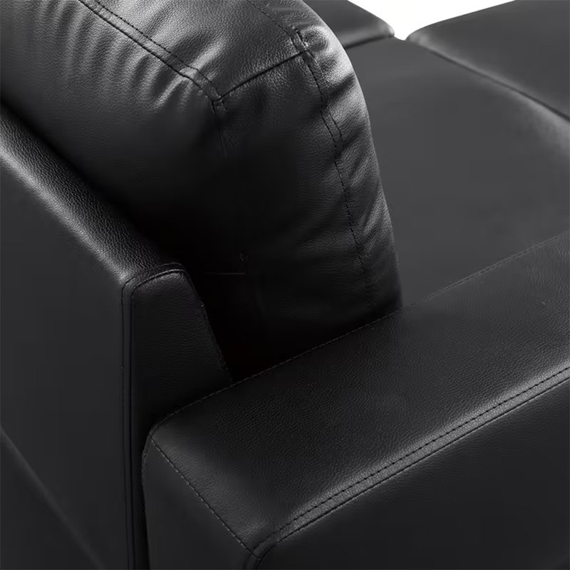 2-piece Black Faux Leather L-shaped Sectional Sofa, Left Hand Facing