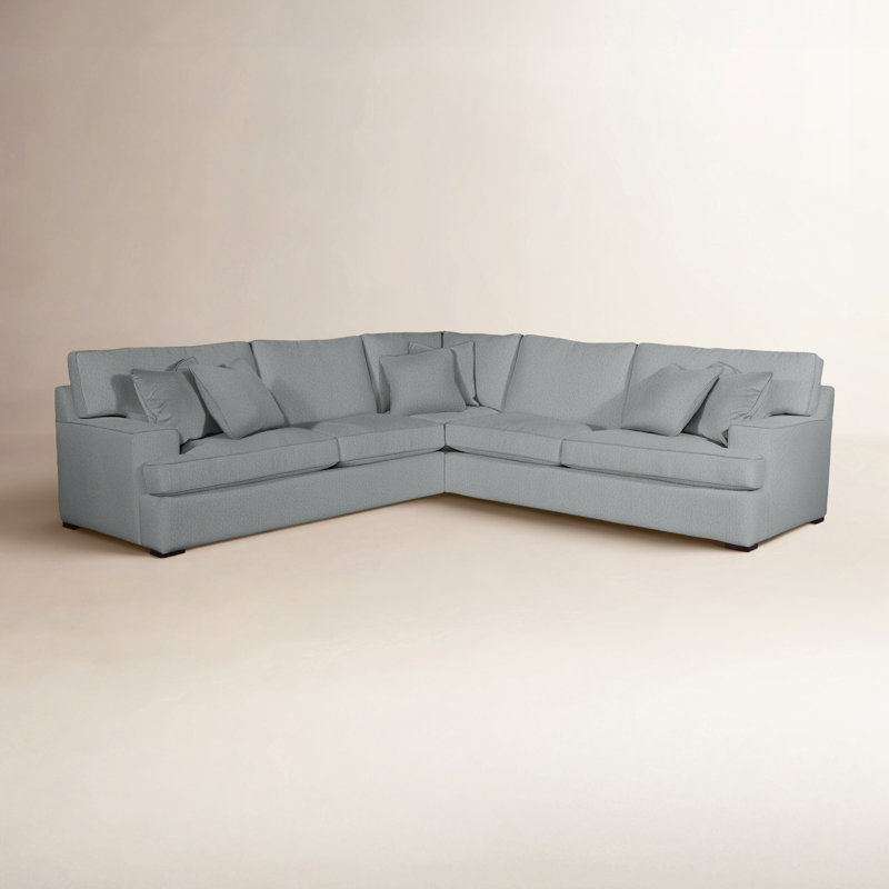 Sadie 3 - Piece Upholstered Sectional, Black, Blue Mist Performance; 0855-54
