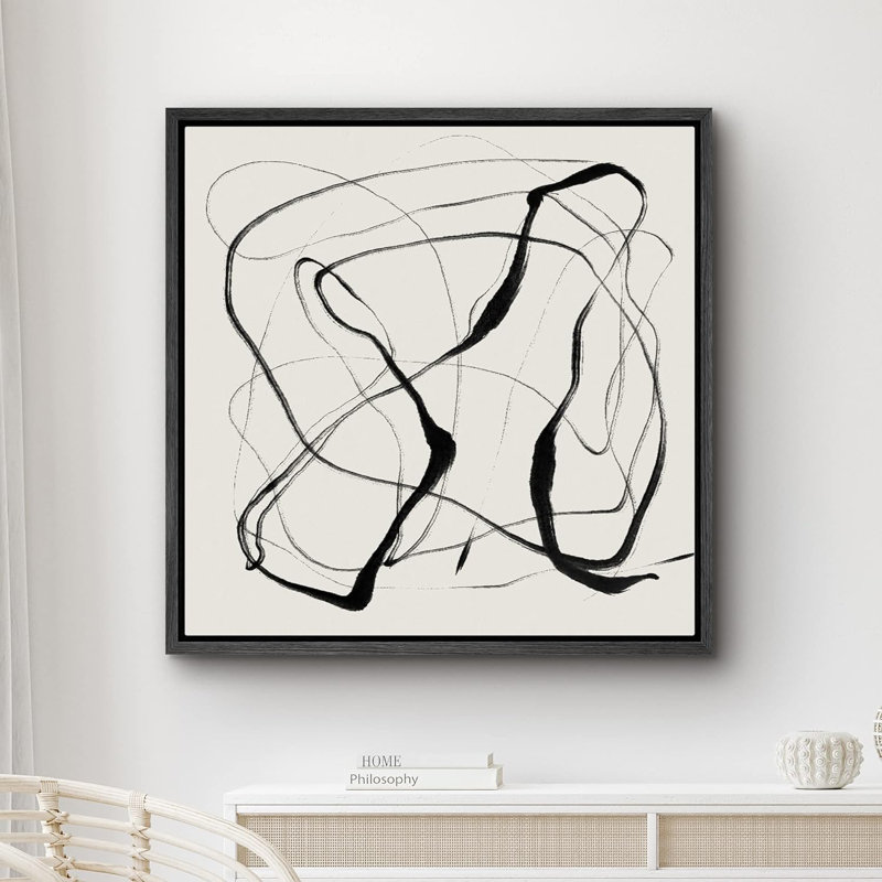 Graffiti Black Ribbon Line Collage Abstract Shapes Modern Art Decorative Contemporary Minimal, impression sur toile, Noir