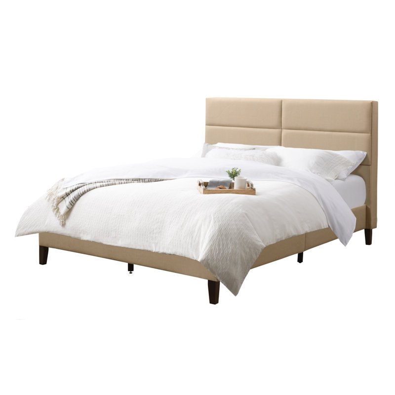 Upholstered Platform Bed, Full, Cream
