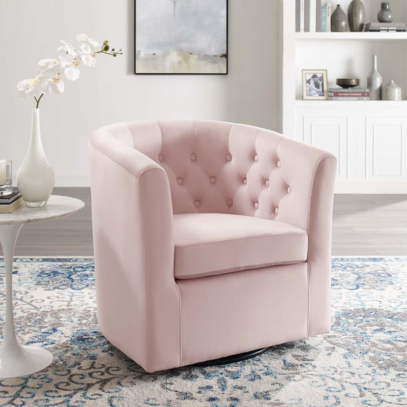 Fauteuil pivotant en velours Performance Prospect, Velours rose