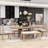 Chauntae 6 - Piece Extendable Trestle Dining Set, 4 Upholstered Dining Chairs and Bench-1862846345