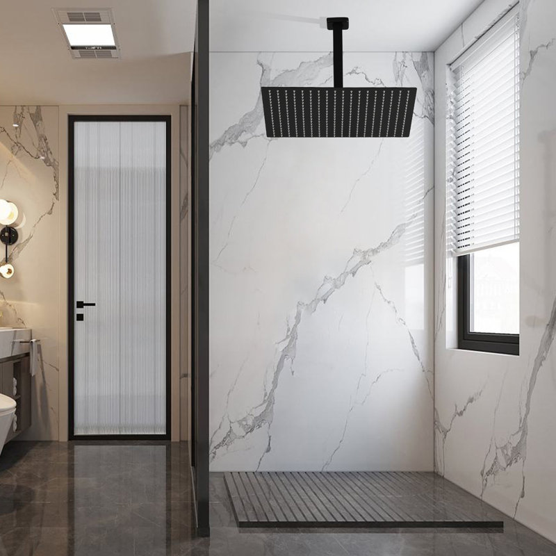 Pomme de douche fixe Rain, Noir mat