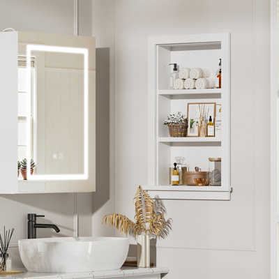 Armoire murale rectangulaire encastrée en bois massif l 17 po x P 5,6 po x H 26 po