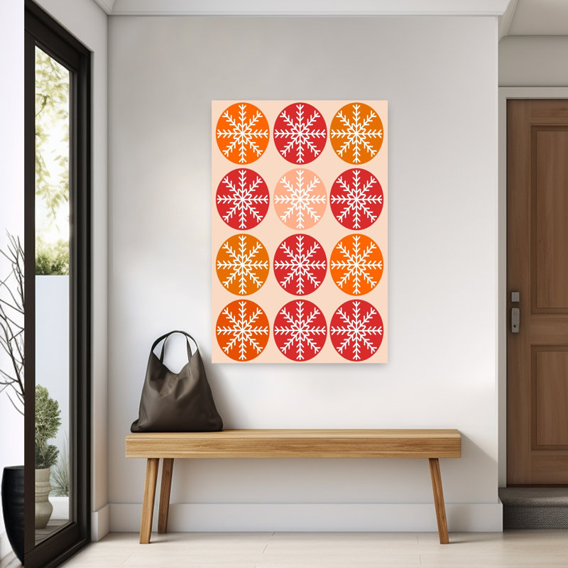 Holiday Snowflake Pattern Geometric Modern Retro Winter Wall Art Print 1 Piece Wrapped Canvas Wall Art, 152.4cm H x 101.6cm W