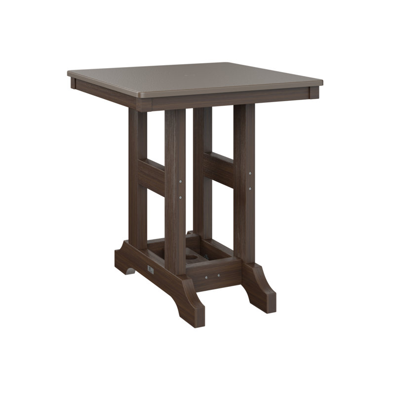 Garden Classic Outdoor Square Dining Table, 30.87" H x 28" W x 28" D, Hammered Top Bronze, Brazilian Walnut