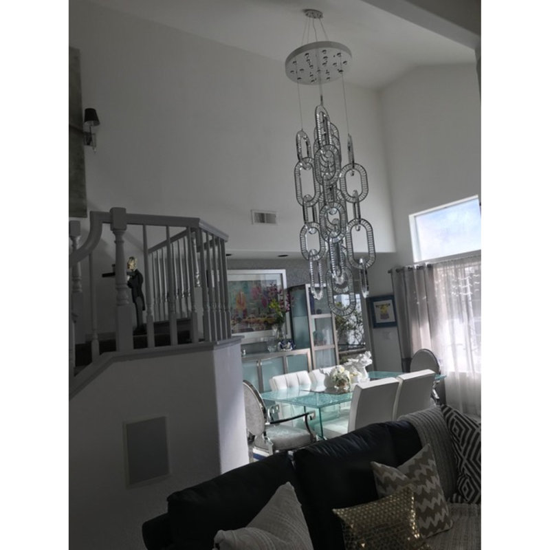 Unique Windfall Jewel Light Chandelier, 264" H x 80" W x 80" D, Clear, Brushed Nickel