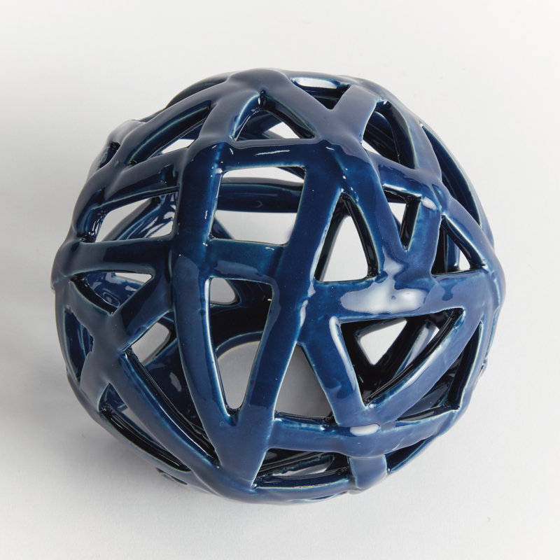 ALICIA METAL ORB, 5" H x 5" W x 5" D, Blue