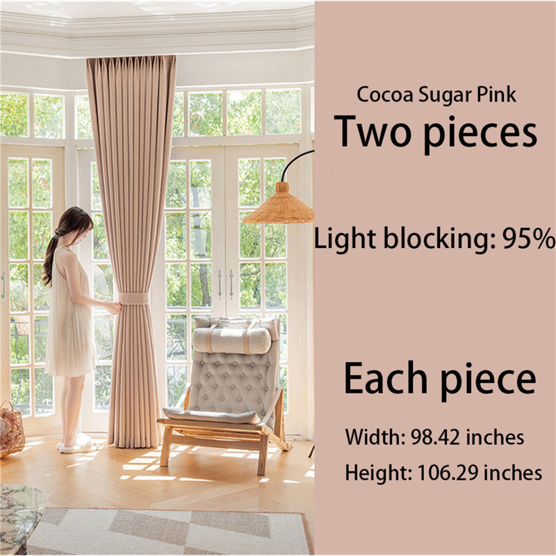 Chenille Room Darkening Curtain Panel Pair, Pink
