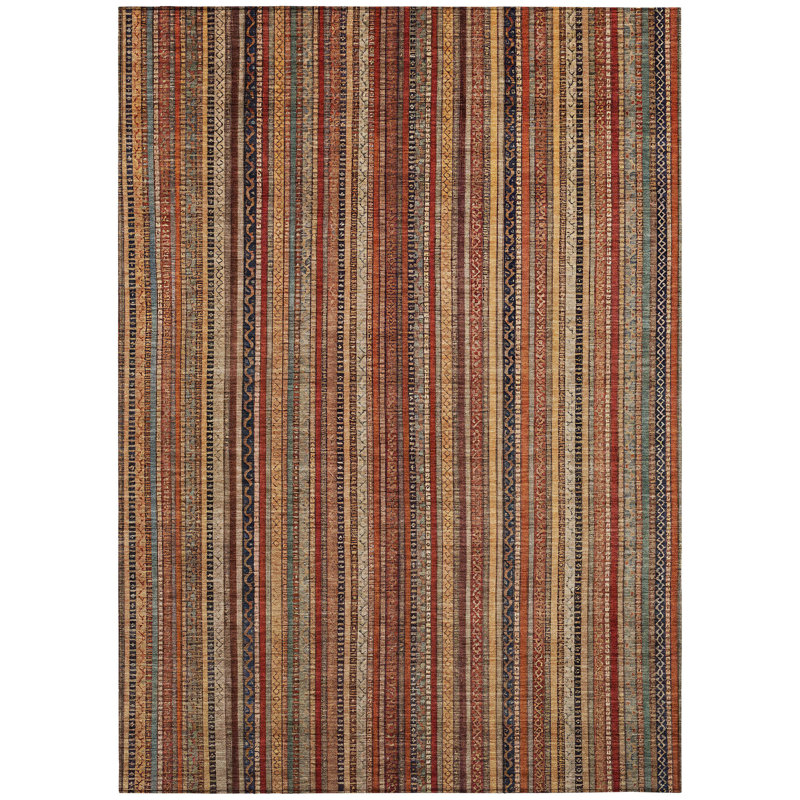 Tapis extérieur lavable rayé taupe et gris 9 pi x 12 pi