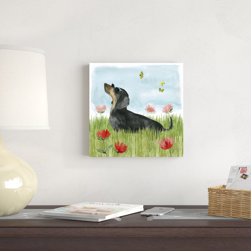 «Park Pup I» par Grace Popp - peinture sur toile tendue, H 12 po x l 12 po