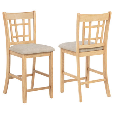 Wanya Wood Counter Height Dining Chair Linen And Light Oak (Set Of 2)