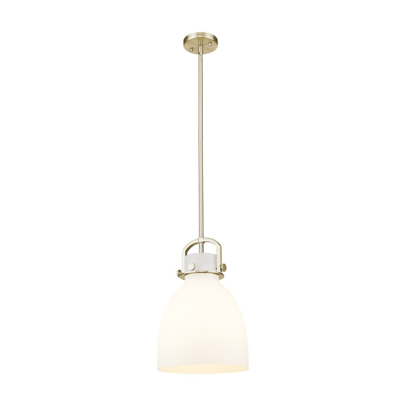 Luminaire suspendu à 1 lumière Badgett, Blanc, H 12,5 po x l 10 po x P 10 po, Bronze champagne