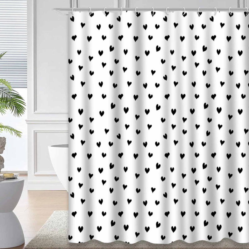 Rideau de douche avec 12 crochets Hearts, L 72 po x l 72 po