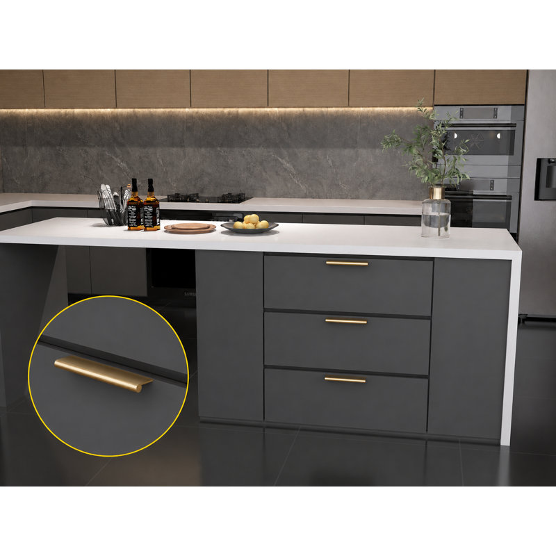 Sleek Cabinet Finger Edge Pull, Satin Brass, 2 5/32″