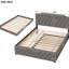 Grand lit rembourré avec lit gigogne simple et chargeurs, tissu en lin gris