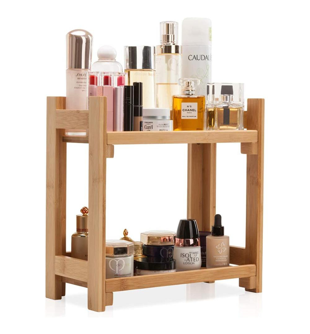 Bathroom Counter Organizer Shelf Cosmetic and Vanity Perfume Organizers Shelf Easily Assembled, Bamboo Orren Ellis Finish: Brown