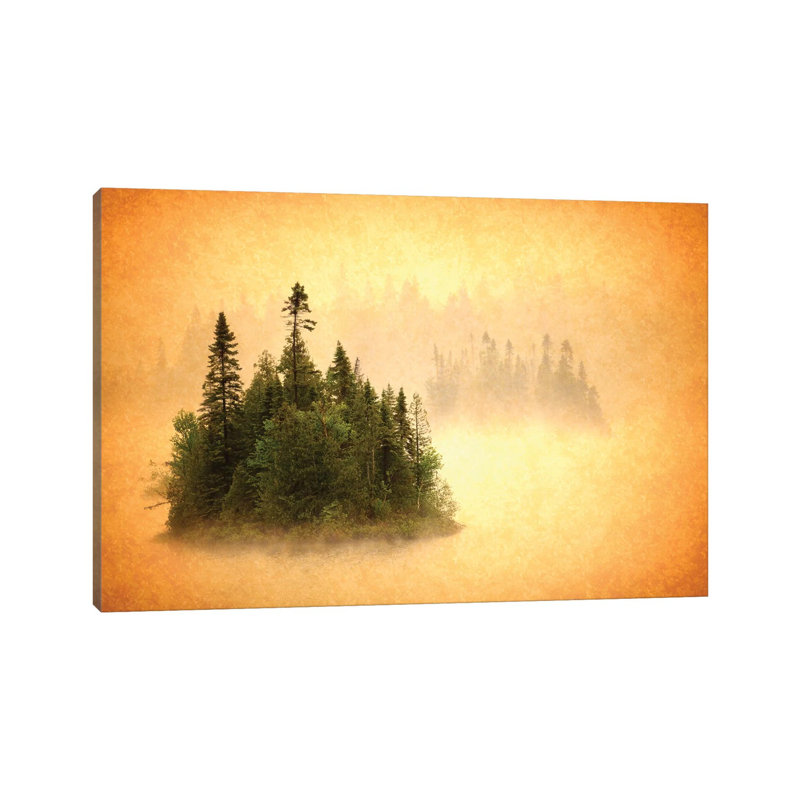 Canada. Abstract of islands in lake mist. 1 Piece Wrapped Canvas Wall Art