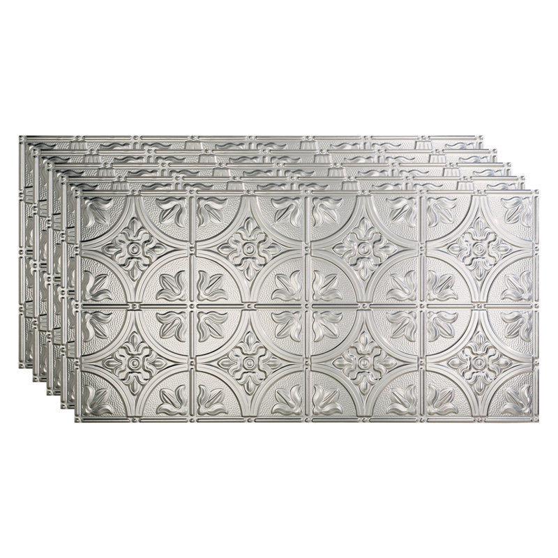 Panneau de plafond décoratif en vinyle 2 pi x 4 pi FASÄDE, Aluminium brossé