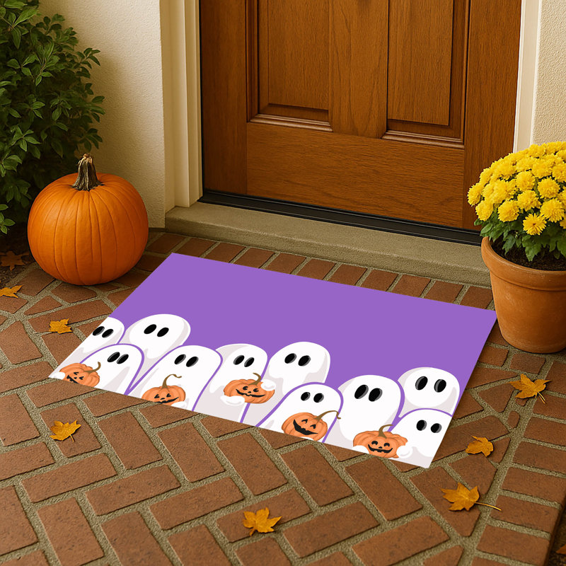 Paillasson Ghost & Pumpkins, L 21 po x L 34 po, Mauve