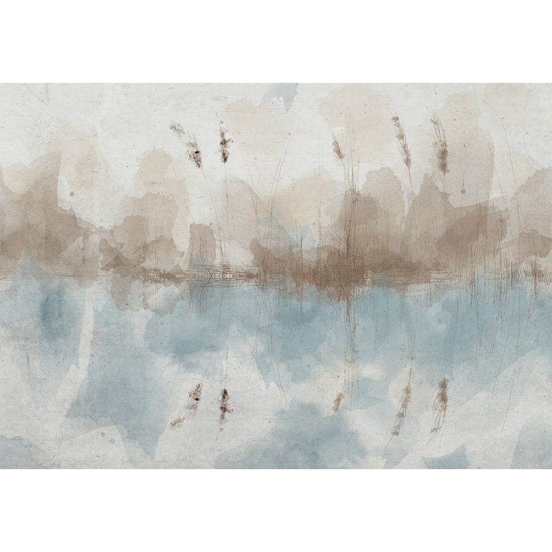 Papier peint abstrait - Étang d'hiver, L 55 po x l 78 po