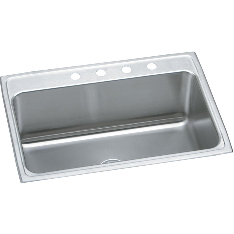 Lustertone 31" L x 22" W Drop-in Kitchen Sink with Drain Assembly and Basket Strainer, Design 1, 4 hole