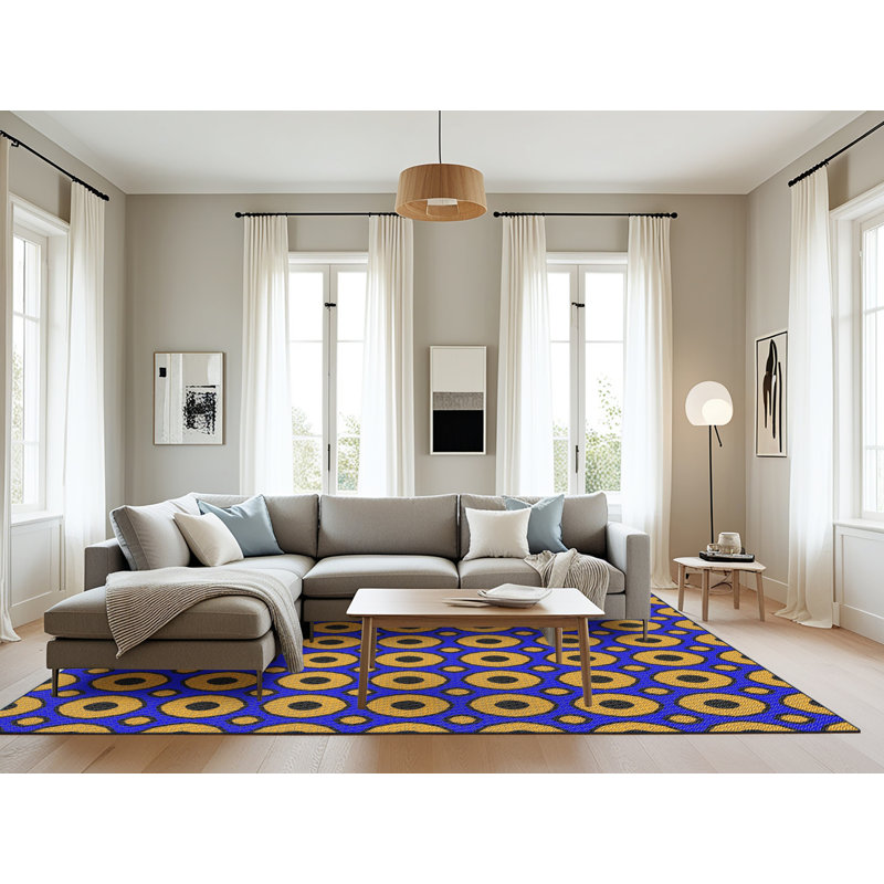 Tapis rouge / bleu Power Loom, Rectangle 8 pi x 10 pi