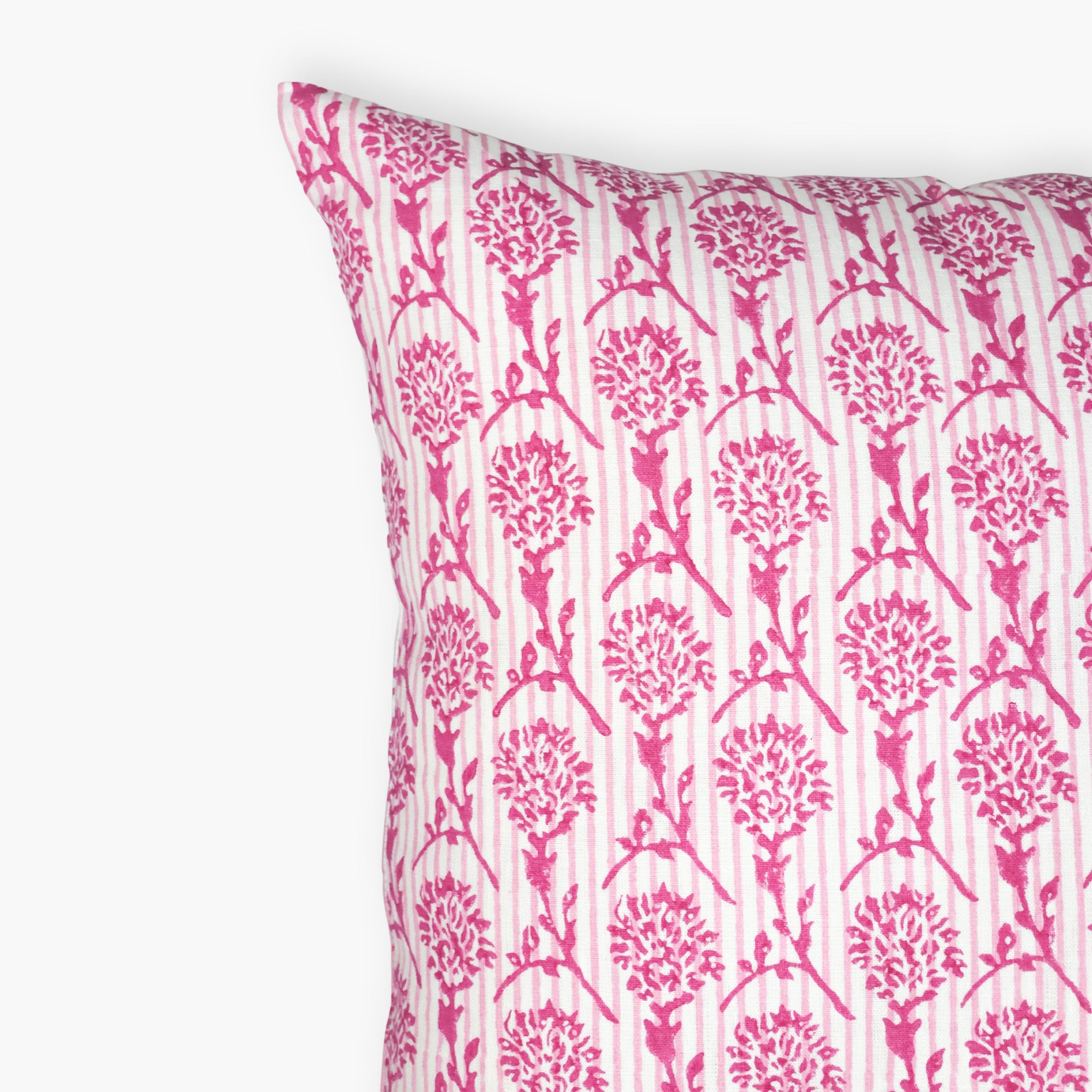 Linen Pillow Cover, Square 20", Pink/White Floral
