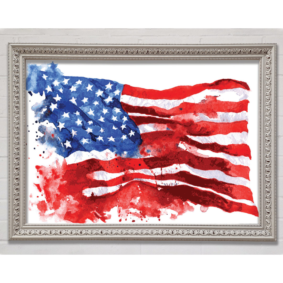 The Ink Splatter American Flag - Einzelner Bilderrahmen Kunstdrucke