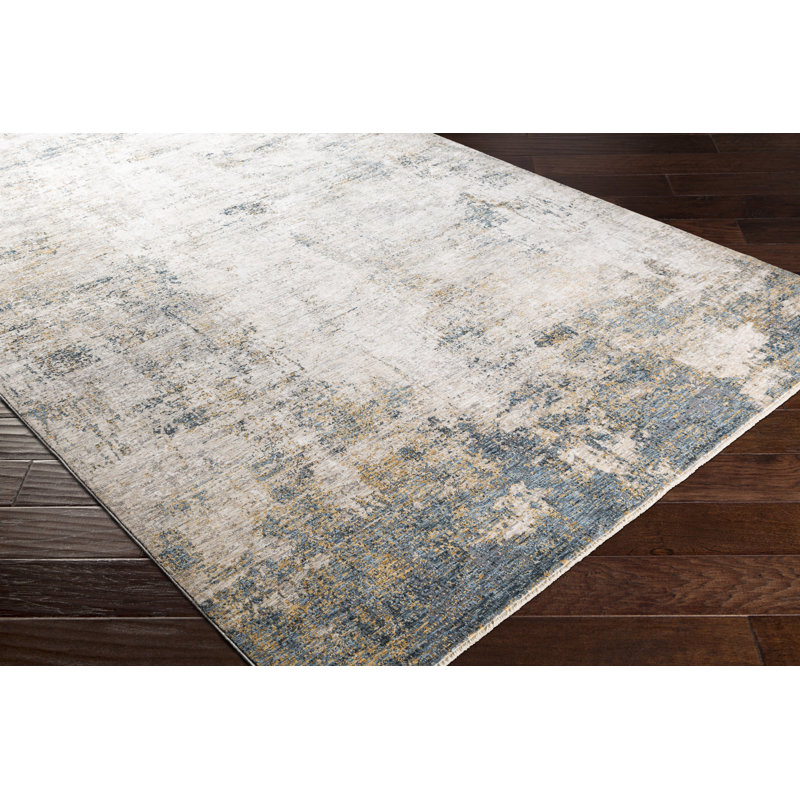 Tapis gris/zone denim abstract Addisyn, Rectangle 7 pi 10 po x 10 pi 3 po