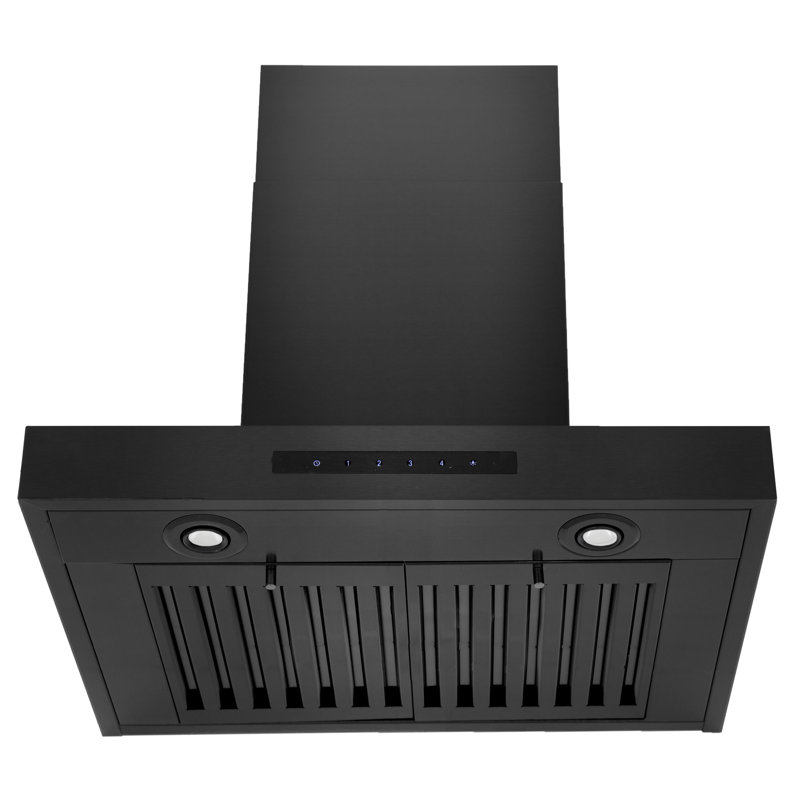 24" 400 CFM Ductless Wall Mount Range Hood, Black Stainless Steel