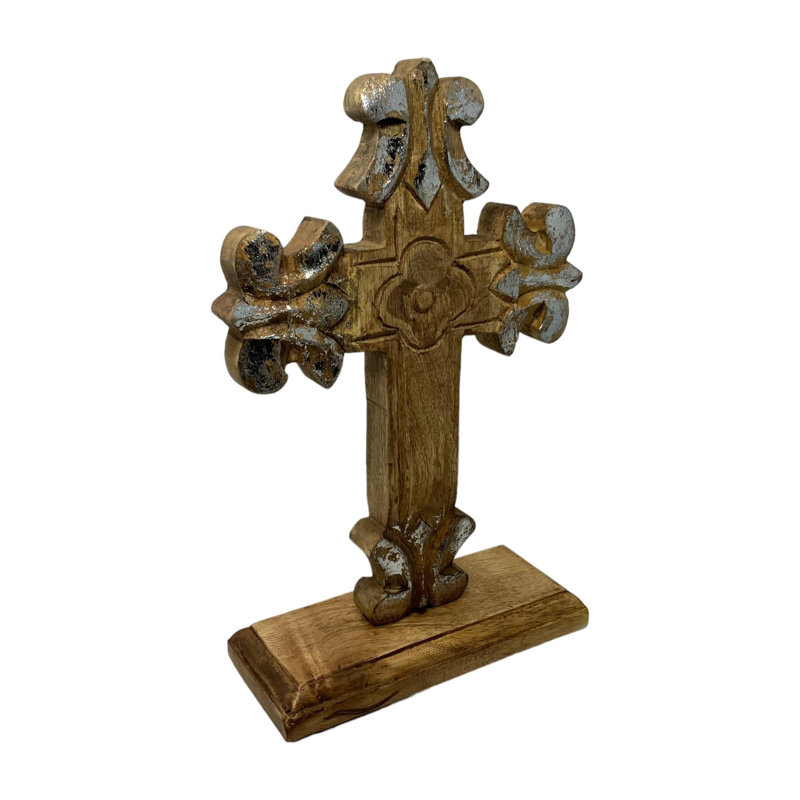 St Charles Table Cross - Natural with Silver Foil