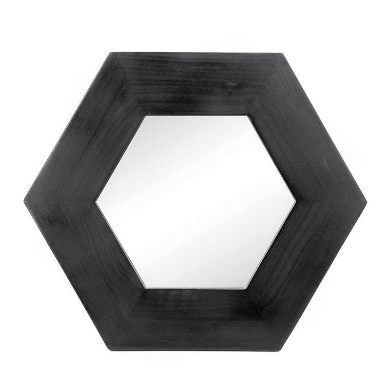 Versatile Hexagonal Mirror With Sturdy Wood Frame, Perfect For Enhancing Any Room's Decor And Functionality