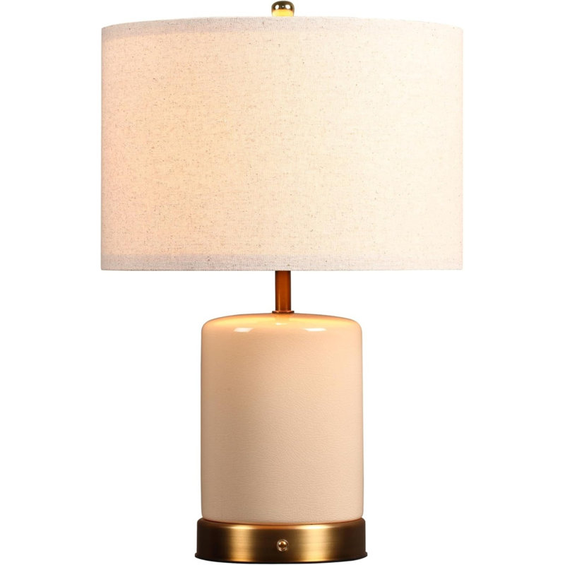 Classic Ceramic - Battery Powered Table Lamp, Rechargeable Cordless Ceramic Lamp, Full-Size 19.5 Inch Height, 4-Level Dimming, Smart Safety Protection, Type-C Fast Charging, LED Bulb Included