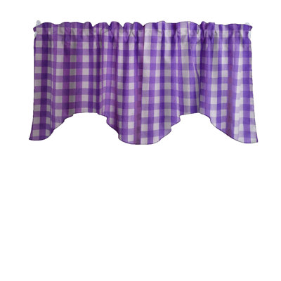 Gingham Checkered Print Scalloped Window Valance