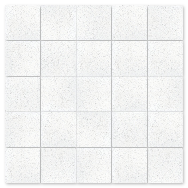 Solid Terrazzo 8" x 8" Cement Concrete Look Wall & Floor Tile, White