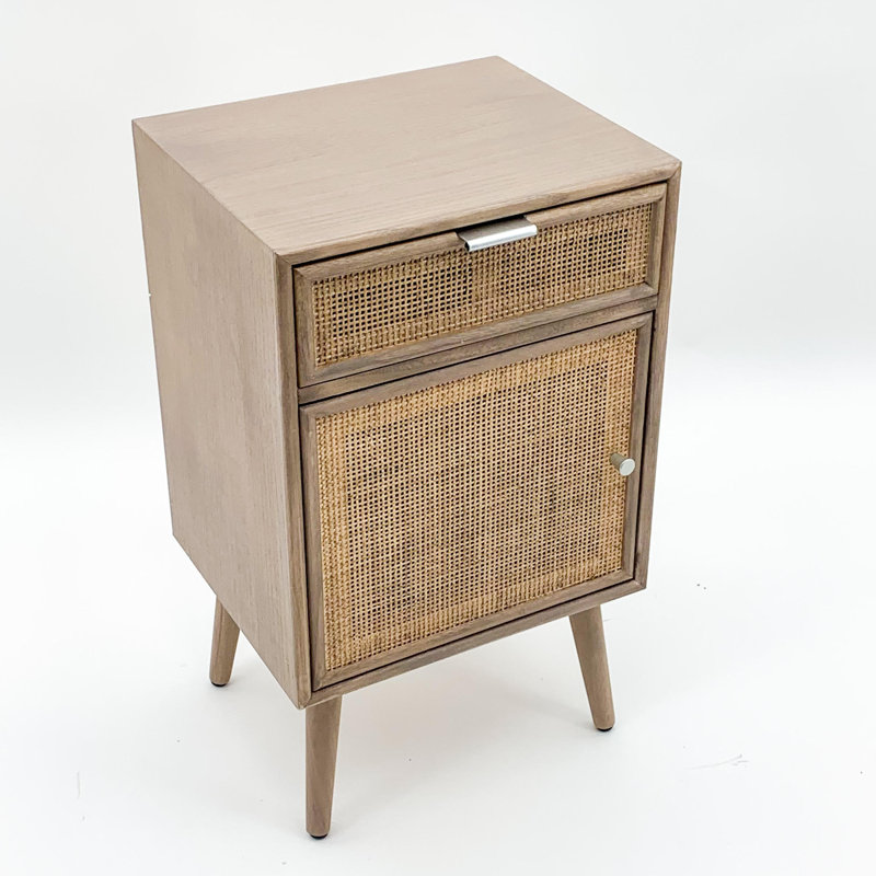 50cm W Solid + Manufactured Wood Bedside Table