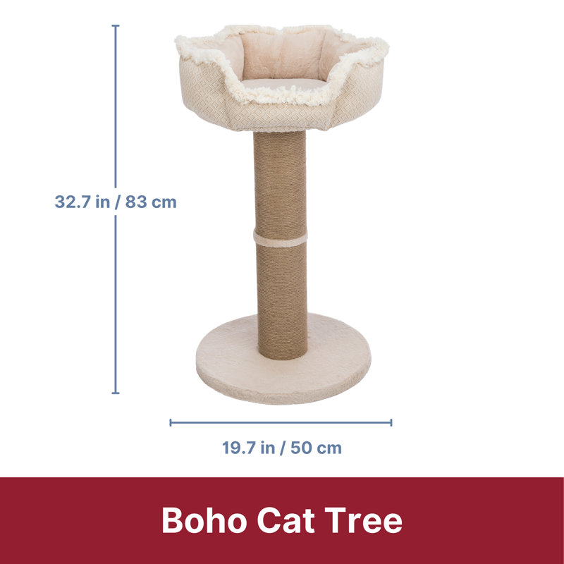 TRIXIE Boho 32" Cat Tree with Jute Scratching Post, Plush Platform with  Removable Cat Bed, Thick Heavy Base Plate | Wayfair