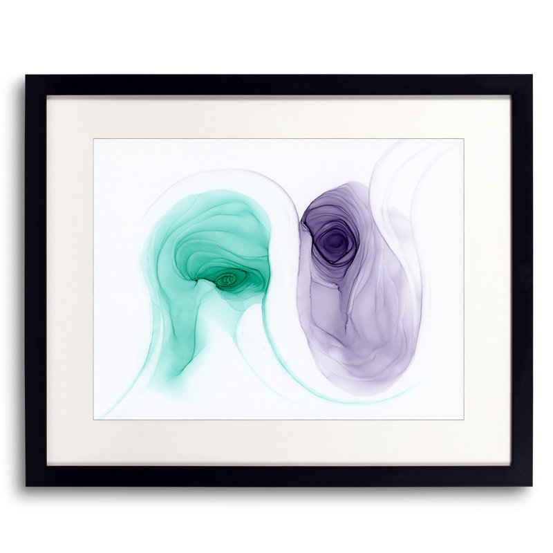 Orbits par KC Pollak - Peinture, Papier avec cadre noir, H 17,25 po x l 21,25 po
