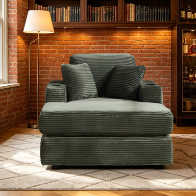 Muli Chaise Lounge , Corduroy Fabric with Cupholders & Side Pockets
