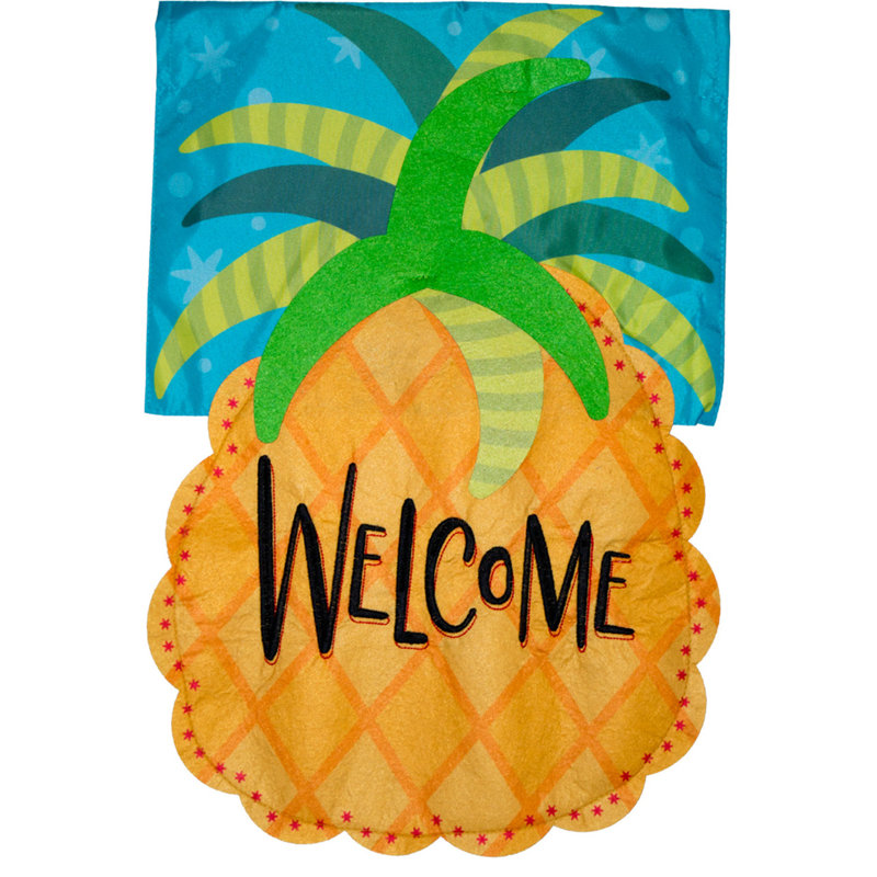 Welcome Pineapple Applique House Flag
