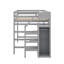 Lit mezzanine double avec garde-robe et escalier de rangement-951597269