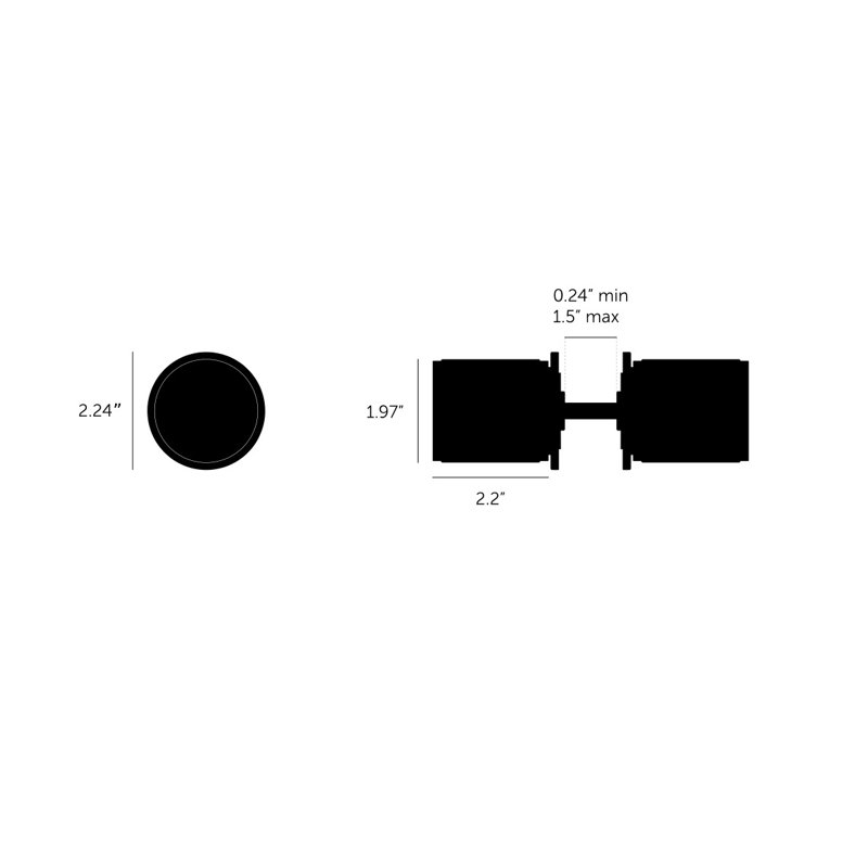 Cylindrical Knob with Round Rosette, Black