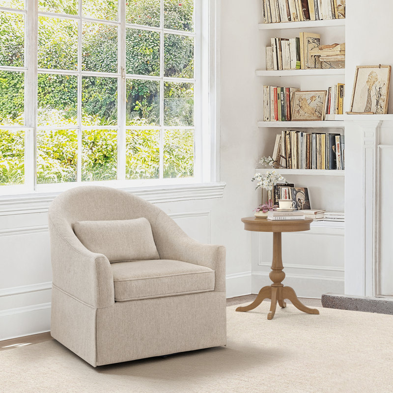Martha 30.3 ″ Wide Upholstered Swivel Barrel Accent Chair, Oat