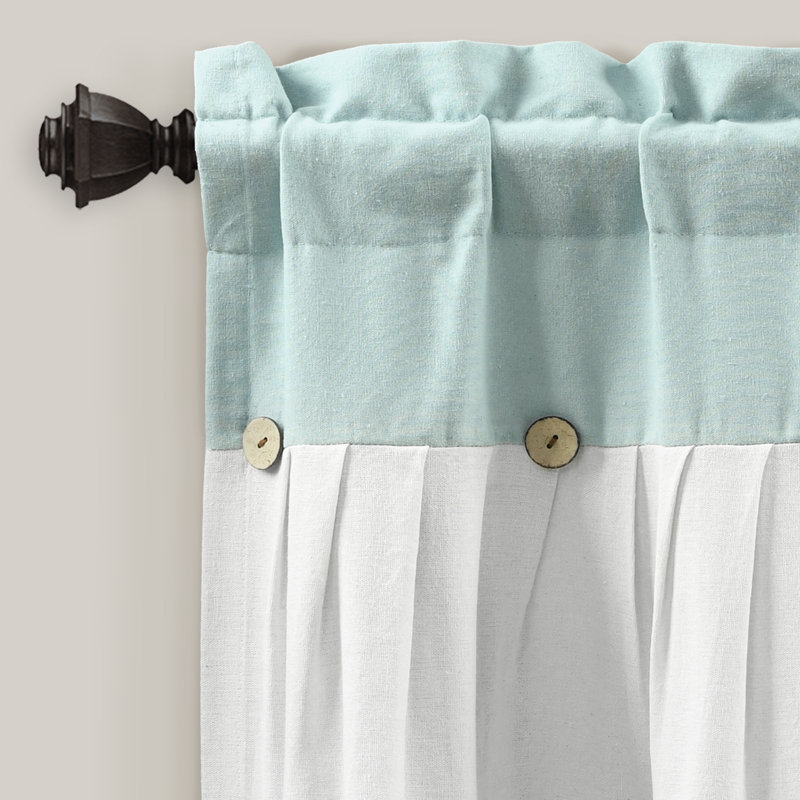 Farmhouse Beige Linen Button Rod Pocket Window Valance