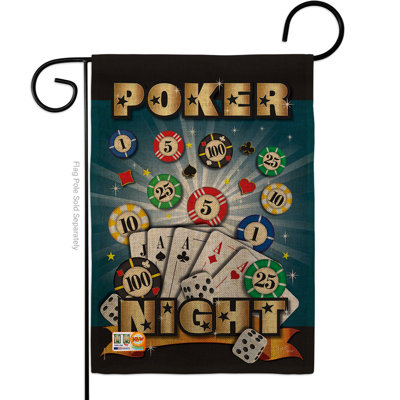 « poker night en toile jute interets », impression de polyester de 2 côtés 19 po x 13 po drapeau de jardin