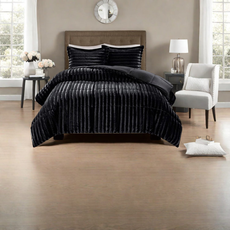 Ensembles de literie luxueux en fausse fourrure, édredon en polyester, style maison moderne