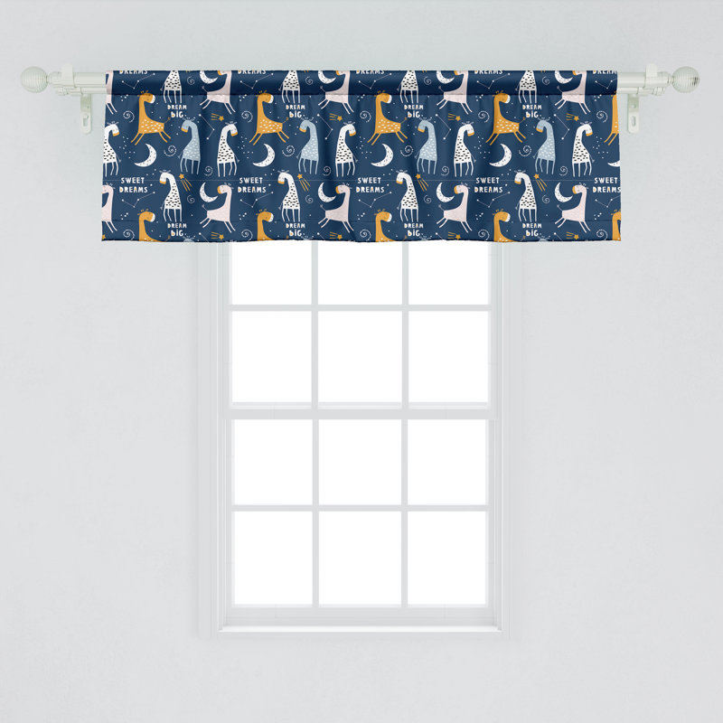 Ensemble de 2 cantonnières Ambesonne Dream Big Message Night - bleu, orange et rose, L 54 po x L 12 po